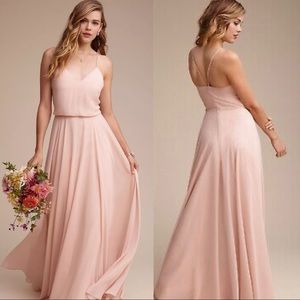 BHLDN Jenny Yoo Inesse Blush Pink Sweeping Bridesmaid Maxi Dress Women's Size 10